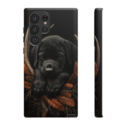 Charming Black Labrador Puppy on Feathers Samsung Galaxy Case