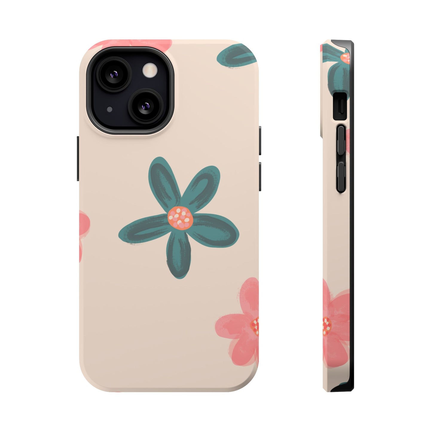 Vintage Floral Tough MagSafe iPhone Case – Soft Matte Finish with Dual-Layer Protection