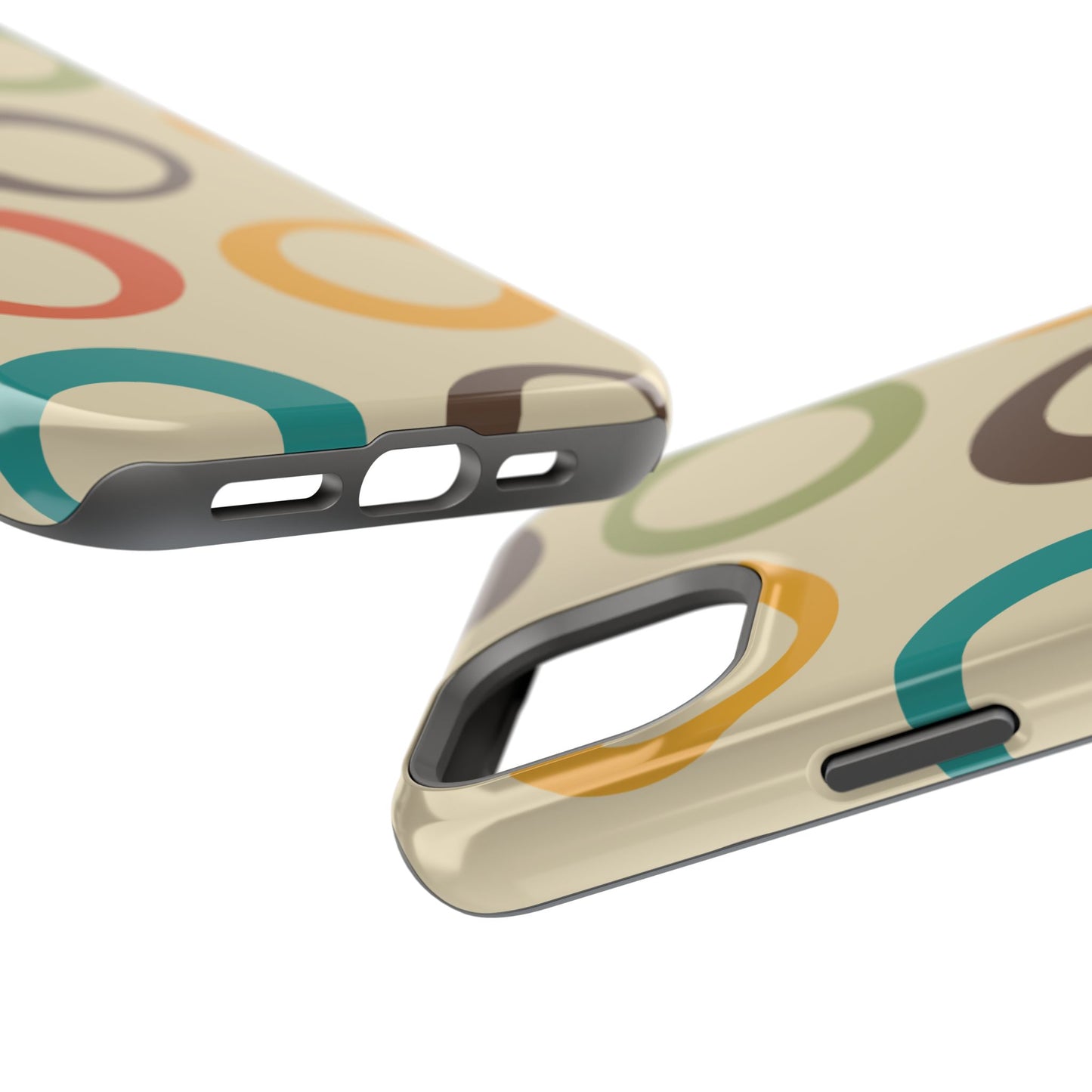 Retro Colorful Rings MagSafe iPhone Case – Shockproof, Matte Finish, Dual-Layer Protection