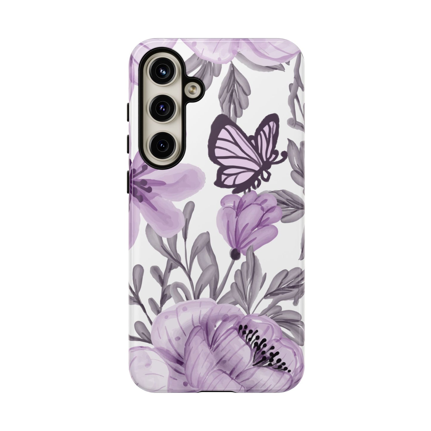 Lavender Bloom Butterfly Samsung Galaxy Case – Delicate Floral Design with Watercolor Details