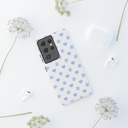 Samsung Galaxy Case - Blue Paw Print & Heart Design