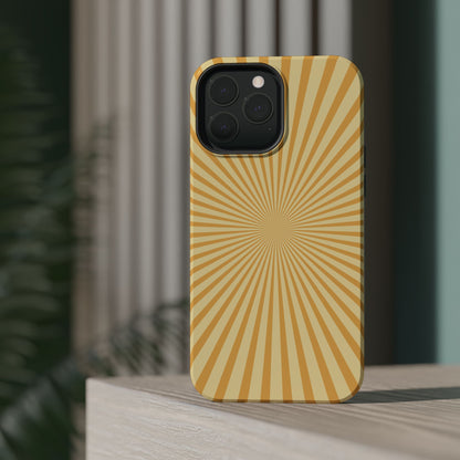 Golden Sunburst MagSafe  iPhone Case – Retro Radiant Design with Dual-Layer Protection