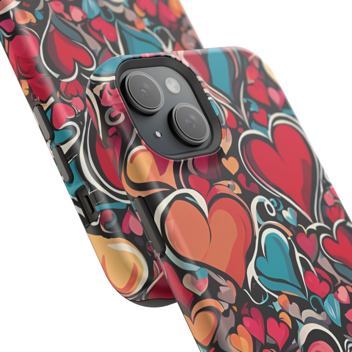 Vibrant Multicolor Heart Art – MagSafe-Compatible iPhone Case