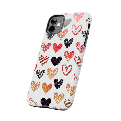 iPhone Case: Hand-Drawn Hearts & Love