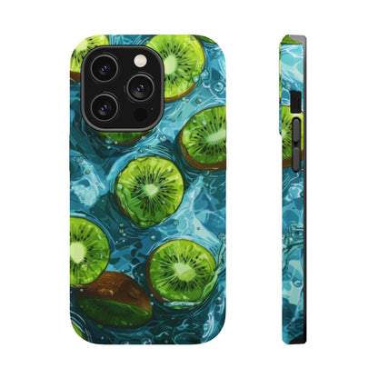 Tropical Kiwi Splash MagSafe iPhone Case – Tough Dual-Layer, Vibrant Summer Design