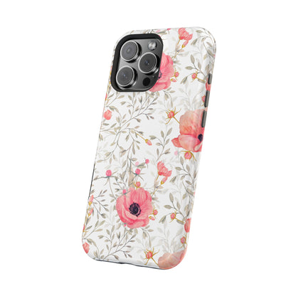 Pink Floral Watercolor MagSafe iPhone Case – Elegant Blossom Design with Magnetic Compatibility