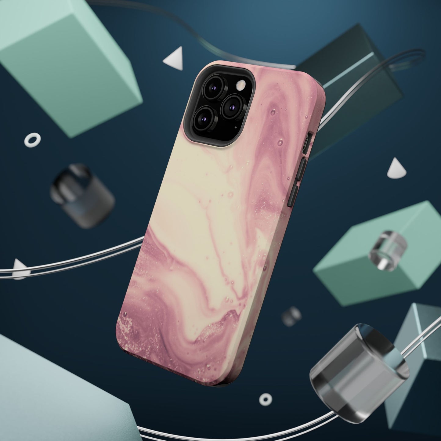 Blush Marble Glow – MagSafe Case with Pink & Rose Gold Marble Design