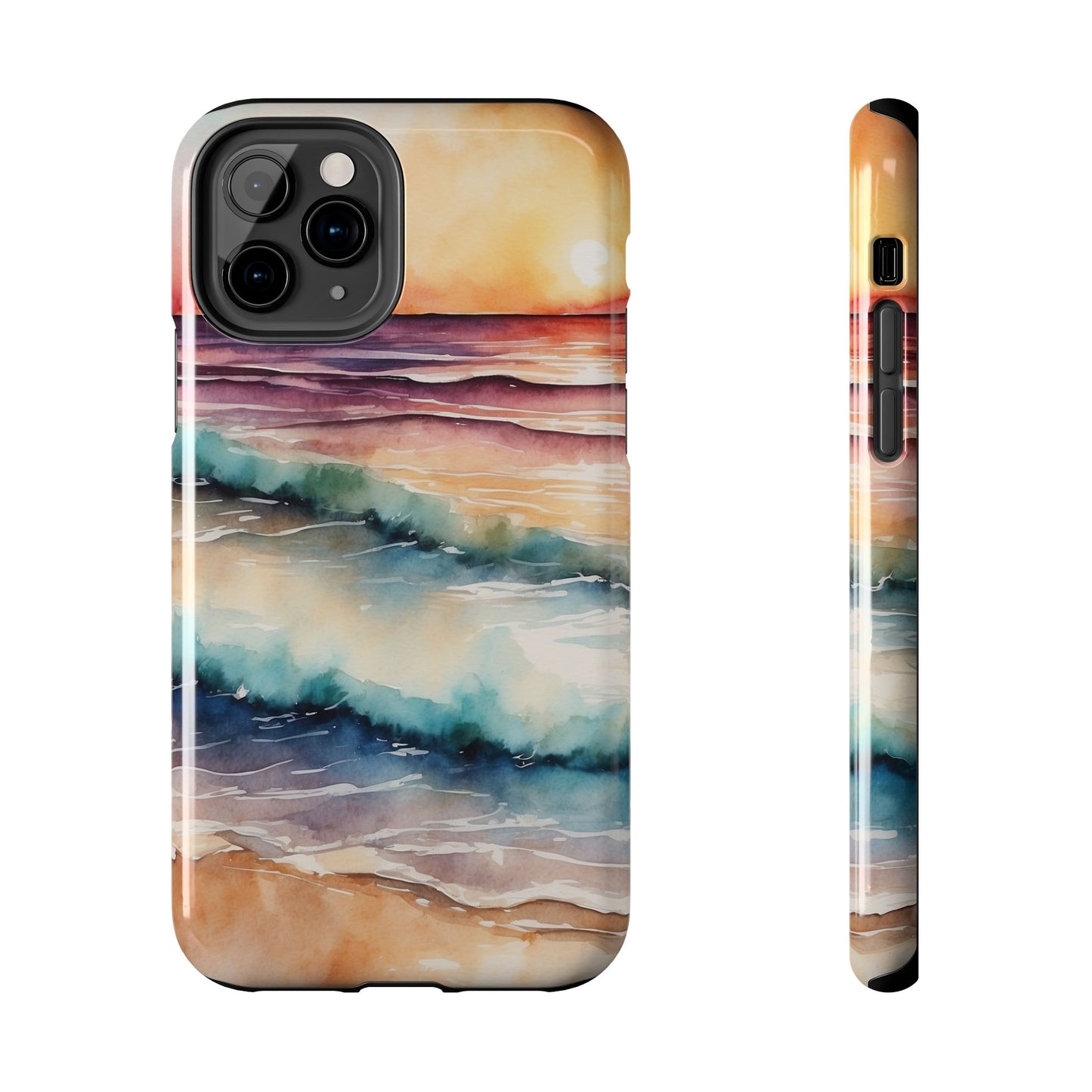 Sunset Waves iPhone Case – Vibrant Watercolor Design