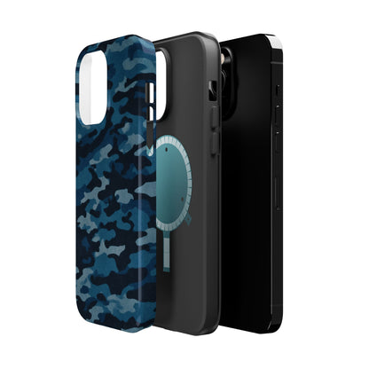 Dark Blue Camouflage – MagSafe iPhone Case with Modern Rugged Style