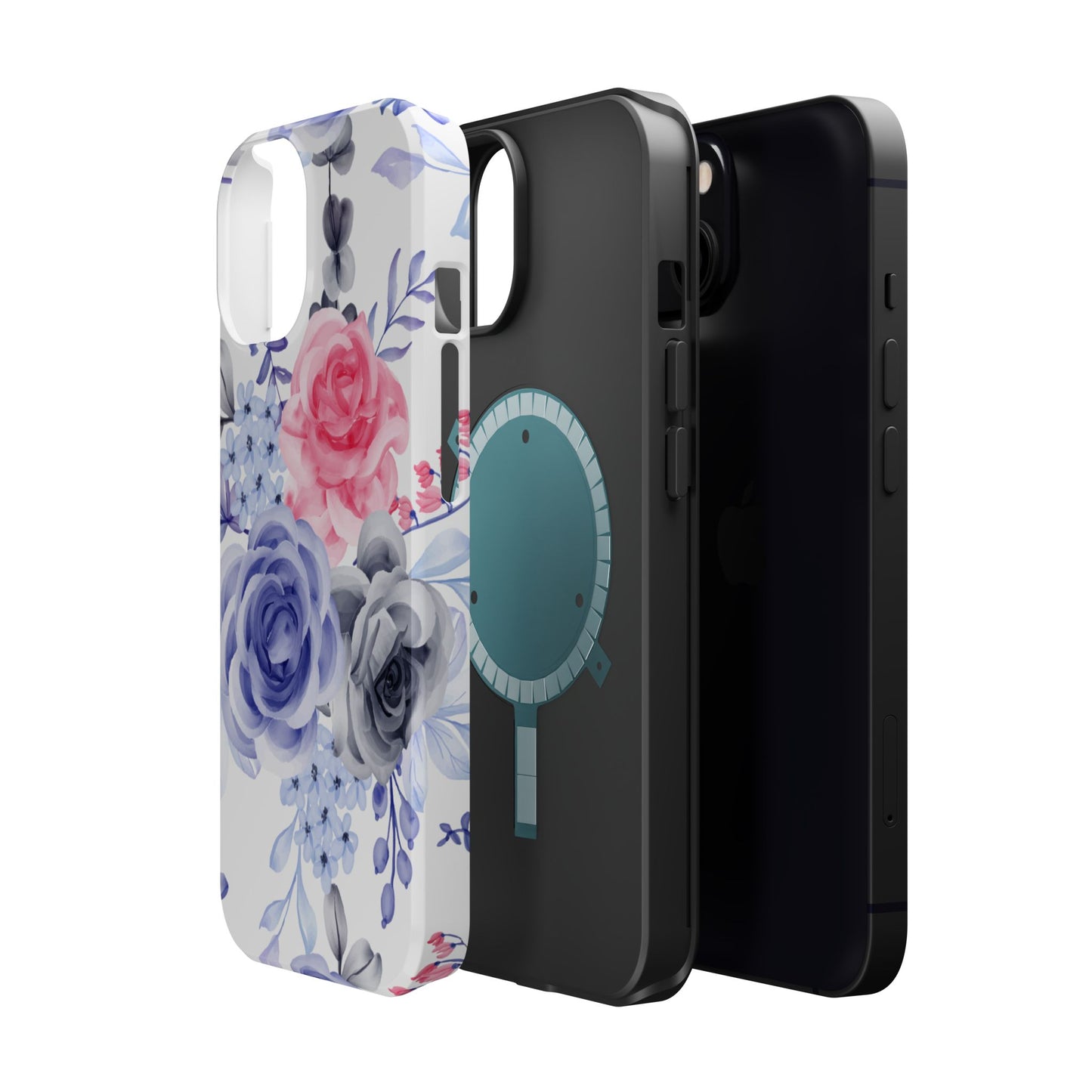 Elegant Blue Floral Watercolor Design – MagSafe iPhone Case