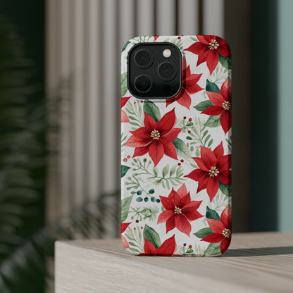 Festive Poinsettia Holiday Pattern – MagSafe iPhone Series Case