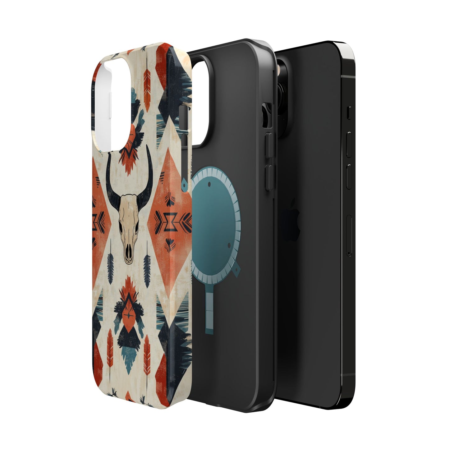 Southwestern Boho Skull Tough MagSafe iPhone Case – Durable Matte Finish, Dual-Layer Protection