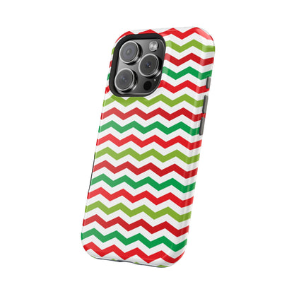 Vibrant Fiesta Chevron – Yellow Green, Green & Red Geometric MagSafe Case