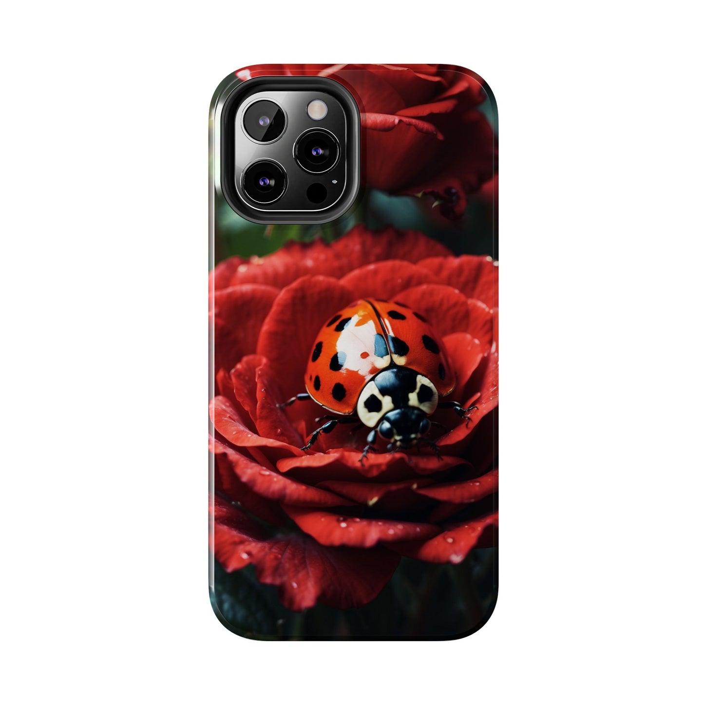 Elegant Rose & Ladybug Charm - iPhone Series Case