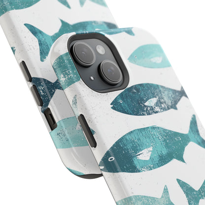 Vintage Blue Fish Print - MagSafe iPhone Series Case