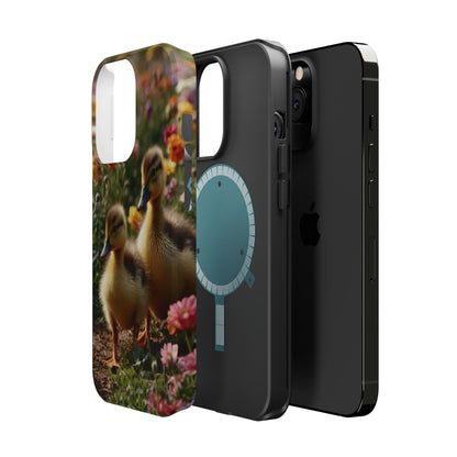 Charming Ducklings in Floral Garden - MagSafe iPhone Case