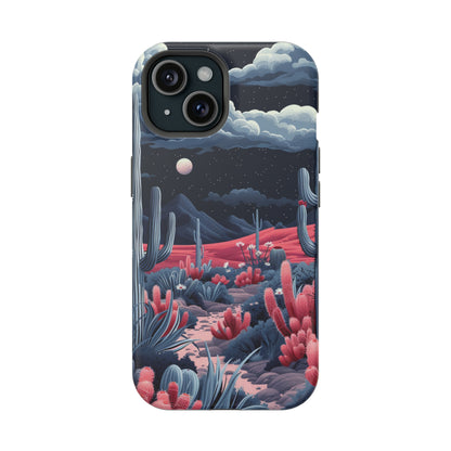 Moonlit Saguaro MagSafe Case – Enigmatic Desert Night for iPhone 15, 14, and 13 Series - BOGO Cases