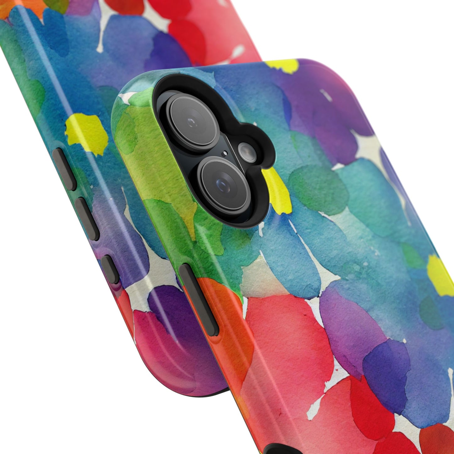 Rainbow Bloom Watercolor MagSafe iPhone Case – Slim Design, Glossy Finish