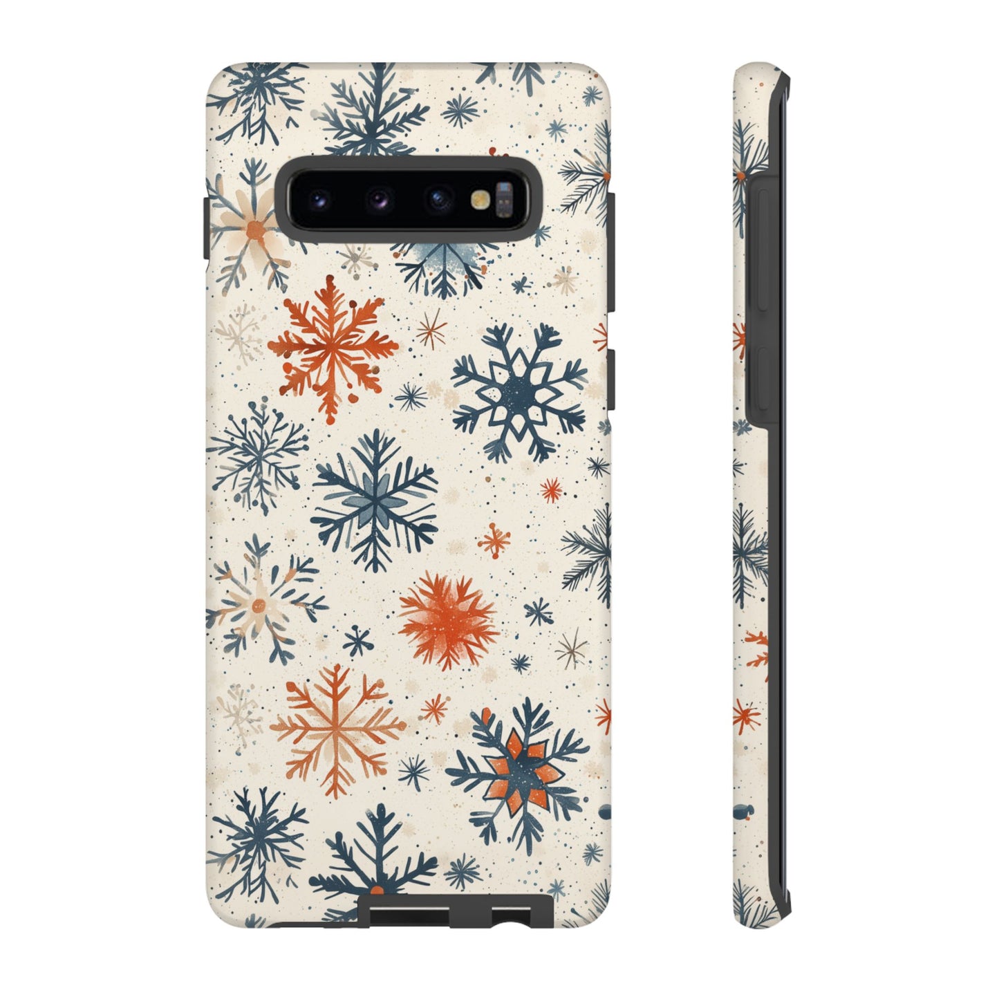 Rustic Orange and Blue Snowflake Pattern – Samsung Galaxy Series Case