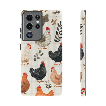 Samsung Galaxy Case: Vintage Chicken & Leaves – Farmhouse Style Case