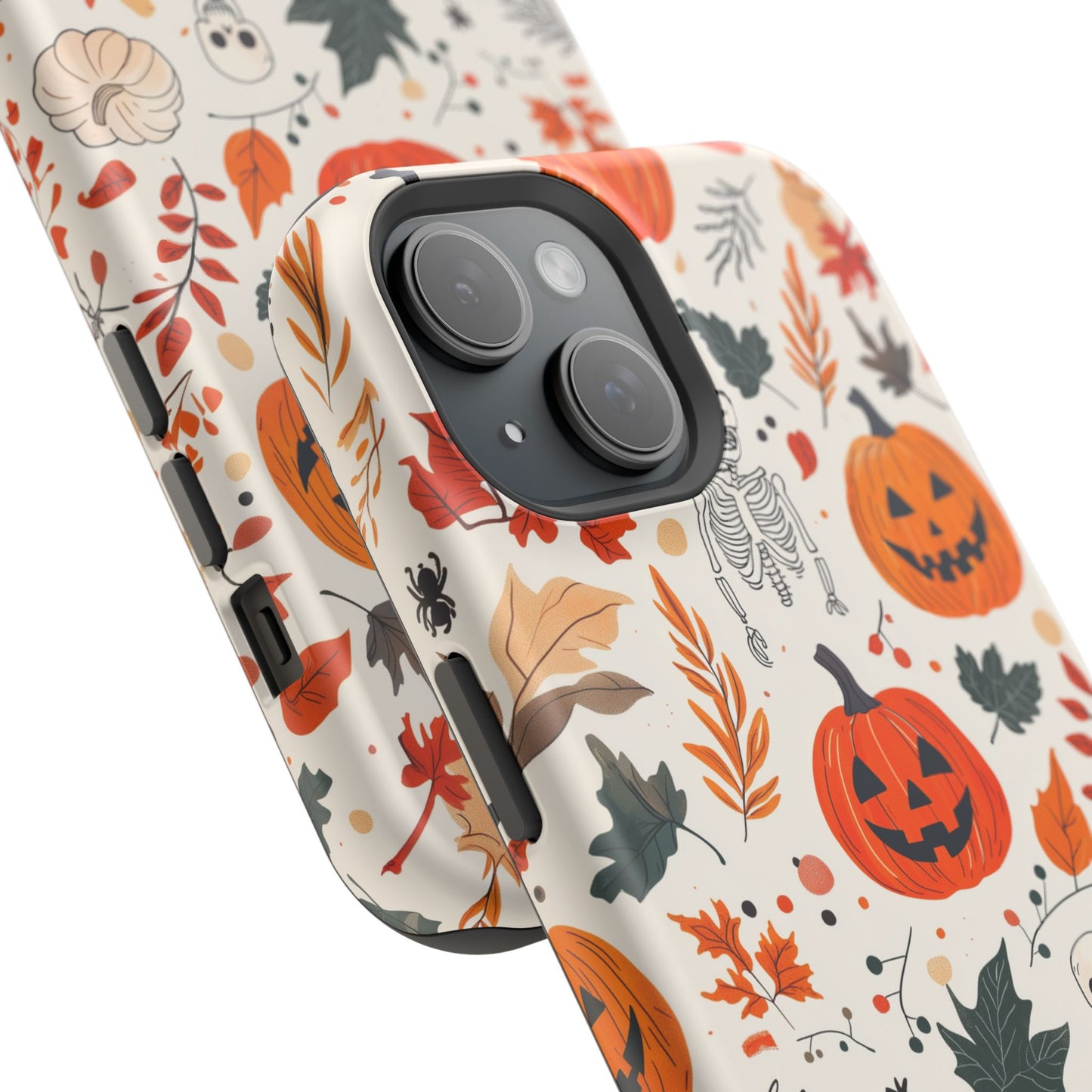 Halloween Pumpkin & Skeleton MagSafe iPhone Case – Spooky Autumn Design