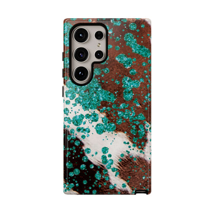 Teal Glitter Cowhide - Samsung Galaxy Series Case