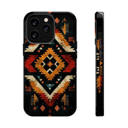 Southwestern Tribal Diamond Tough MagSafe iPhone Case – Bold Geometric Pattern, Dual-Layer Protection