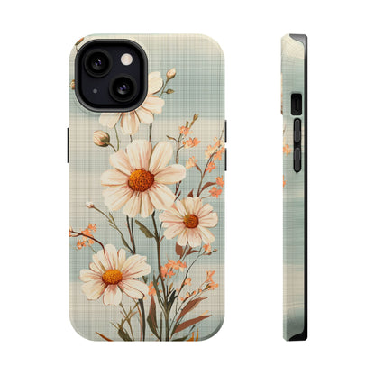 Pastel Green Daisy MagSafe iPhone Case - Floral Plaid Protective Cover