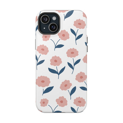 Playful Pink Floral Tough MagSafe  iPhone Case – Soft Pastel Design, Slim & Shockproof