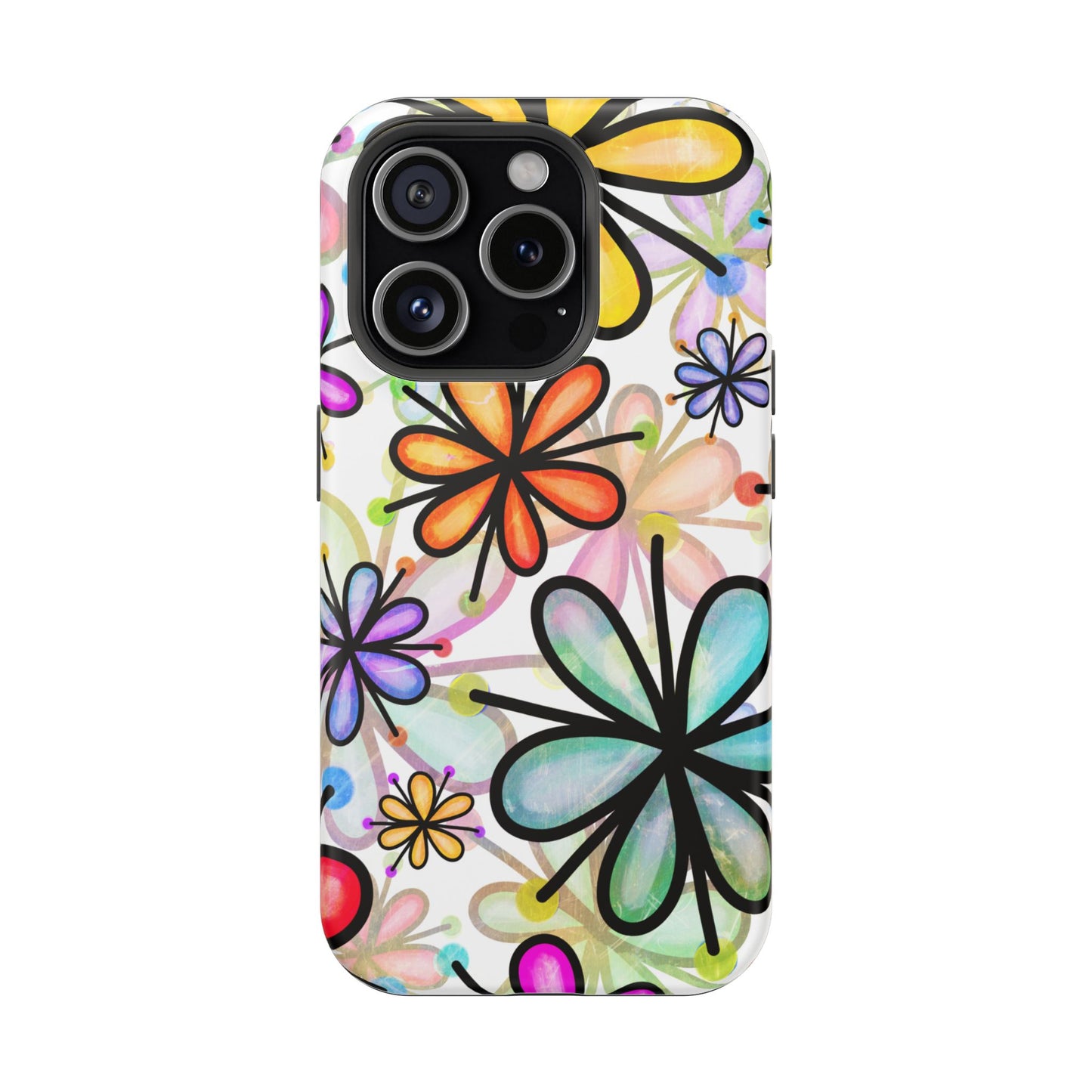 Retro Floral Pop MagSafe iPhone Case – Ultra-Slim Design, High-Gloss Finish