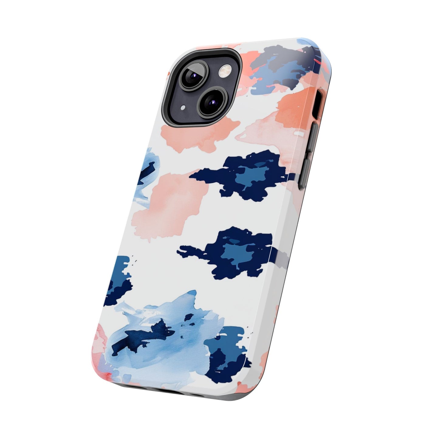 Abstract Coral & Navy Watercolor Design – iPhone Case