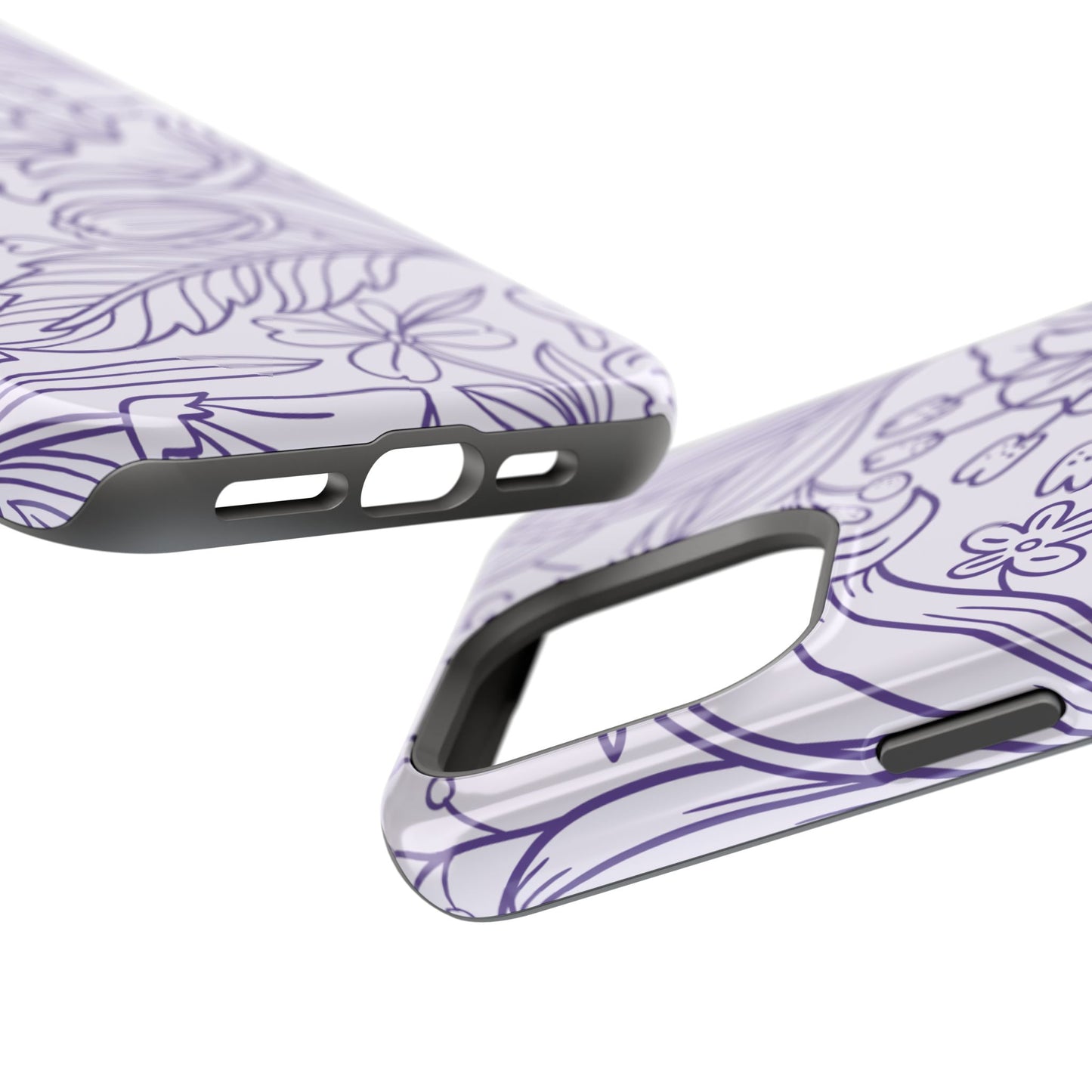 Lavender Floral Line Art Tough MagSafe iPhone Case – Minimalist Botanical Design with Dual-Layer Protection