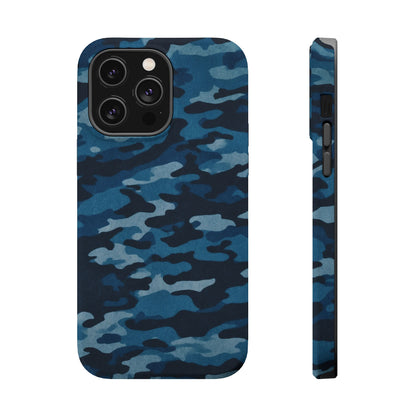 Dark Blue Camouflage – MagSafe iPhone Case with Modern Rugged Style