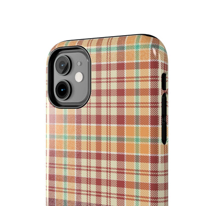 Retro Chic Plaid iPhone Case in Red, Orange, Green & Cream – Classic Vintage Style