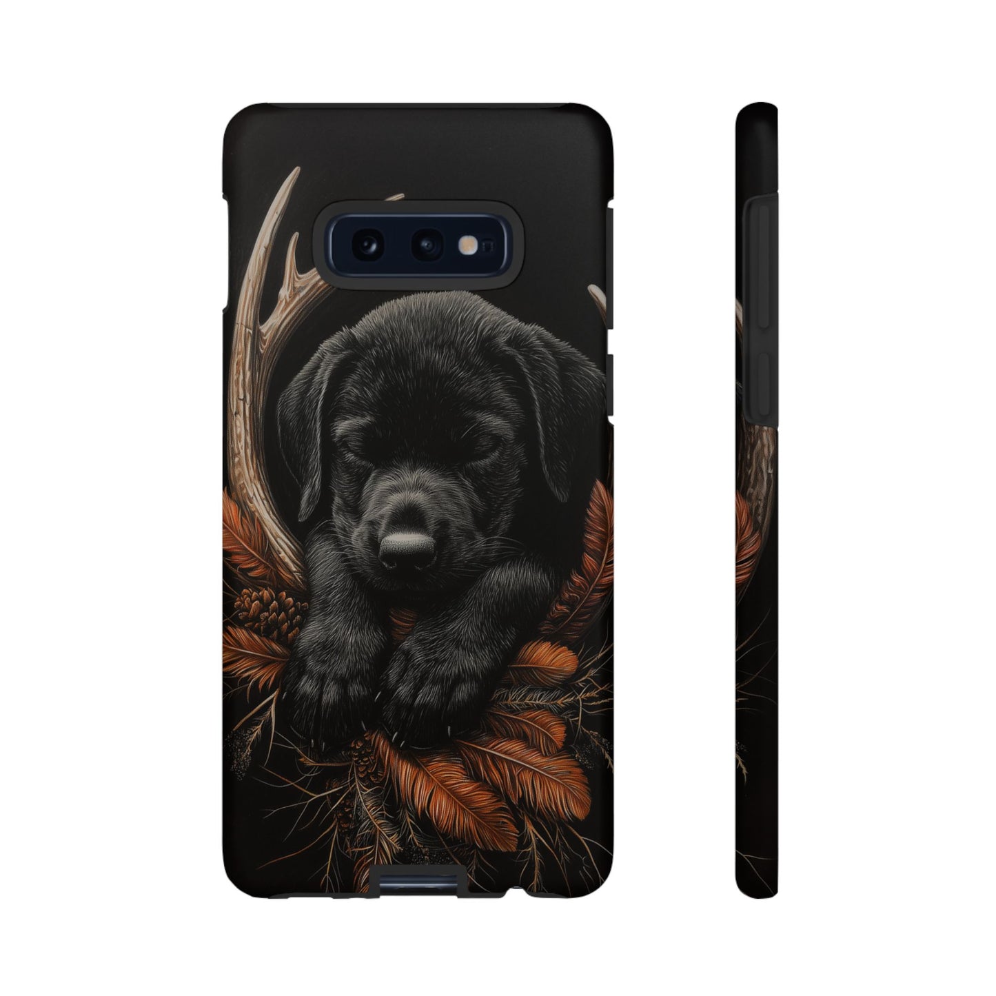 Charming Black Labrador Puppy on Feathers Samsung Galaxy Case