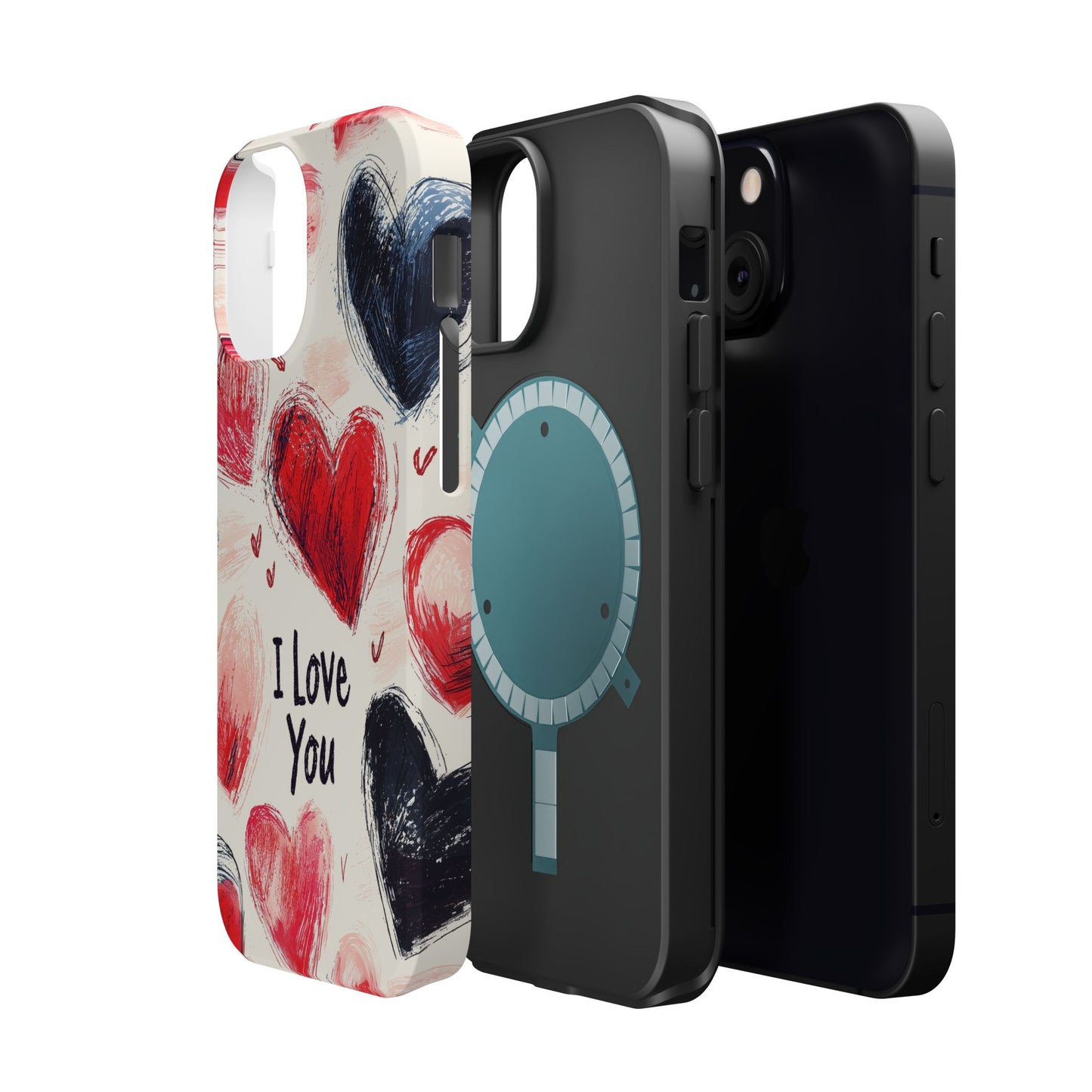 Brushstroke Hearts of Love "I Love You" - MagSafe Compatible Case