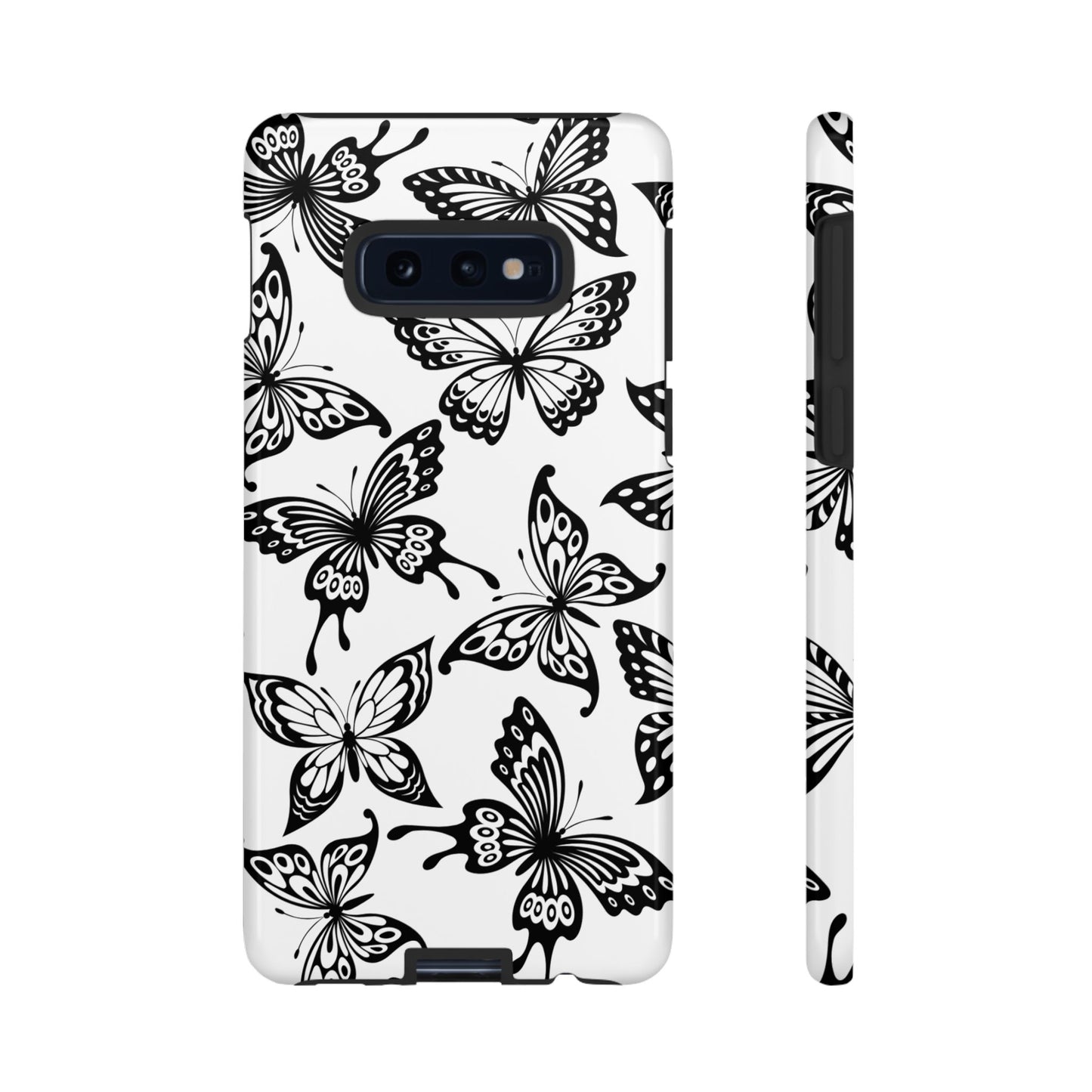 Monochrome Butterfly Pattern Samsung Galaxy  Case – Dual-Layer Protection with Matte Finish