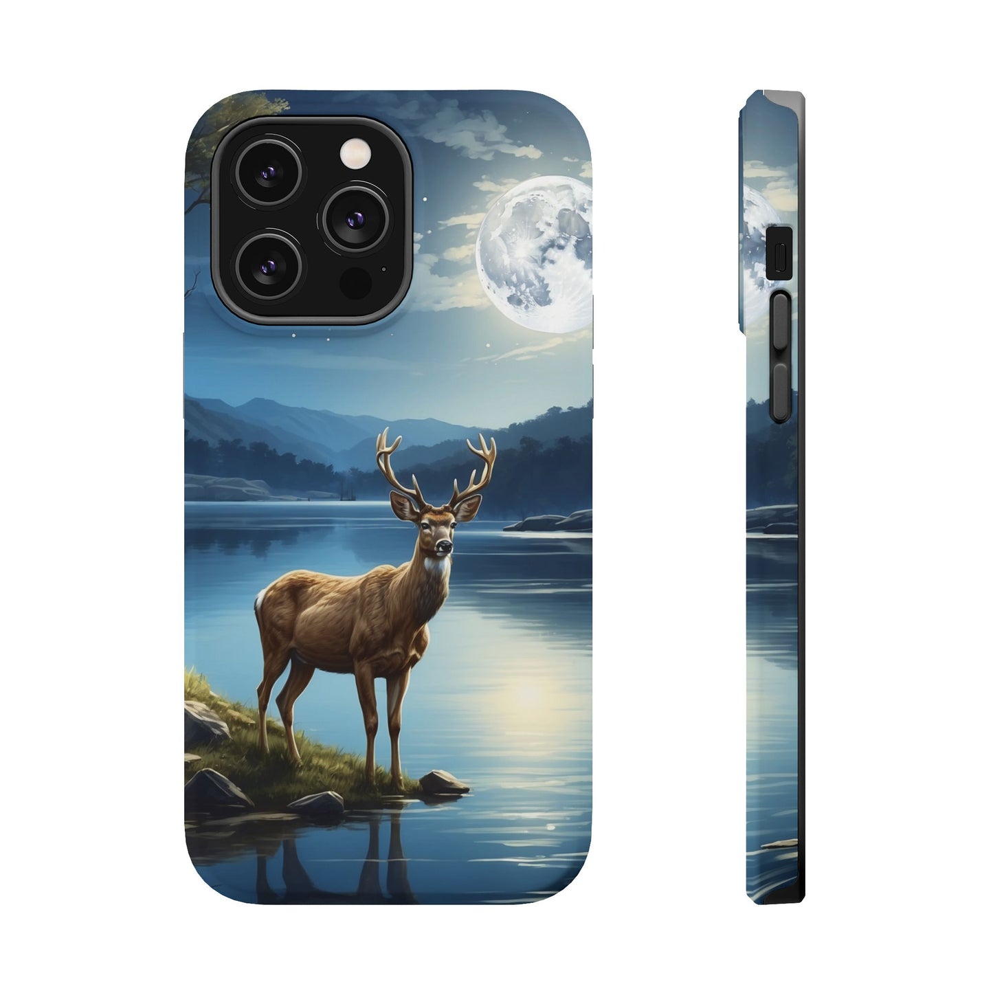 Moonlit Elegance: Stag by the Lake – MagSafe iPhone Case