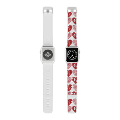 Red Love Heart Pattern Apple Watch Band