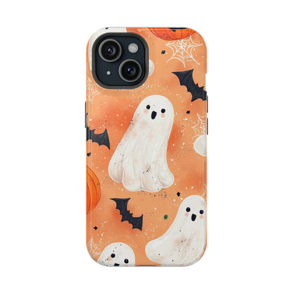 Spooky Cute Ghost MagSafe iPhone Case – Halloween Ghosts, Pumpkins, Bats & Cobwebs Design