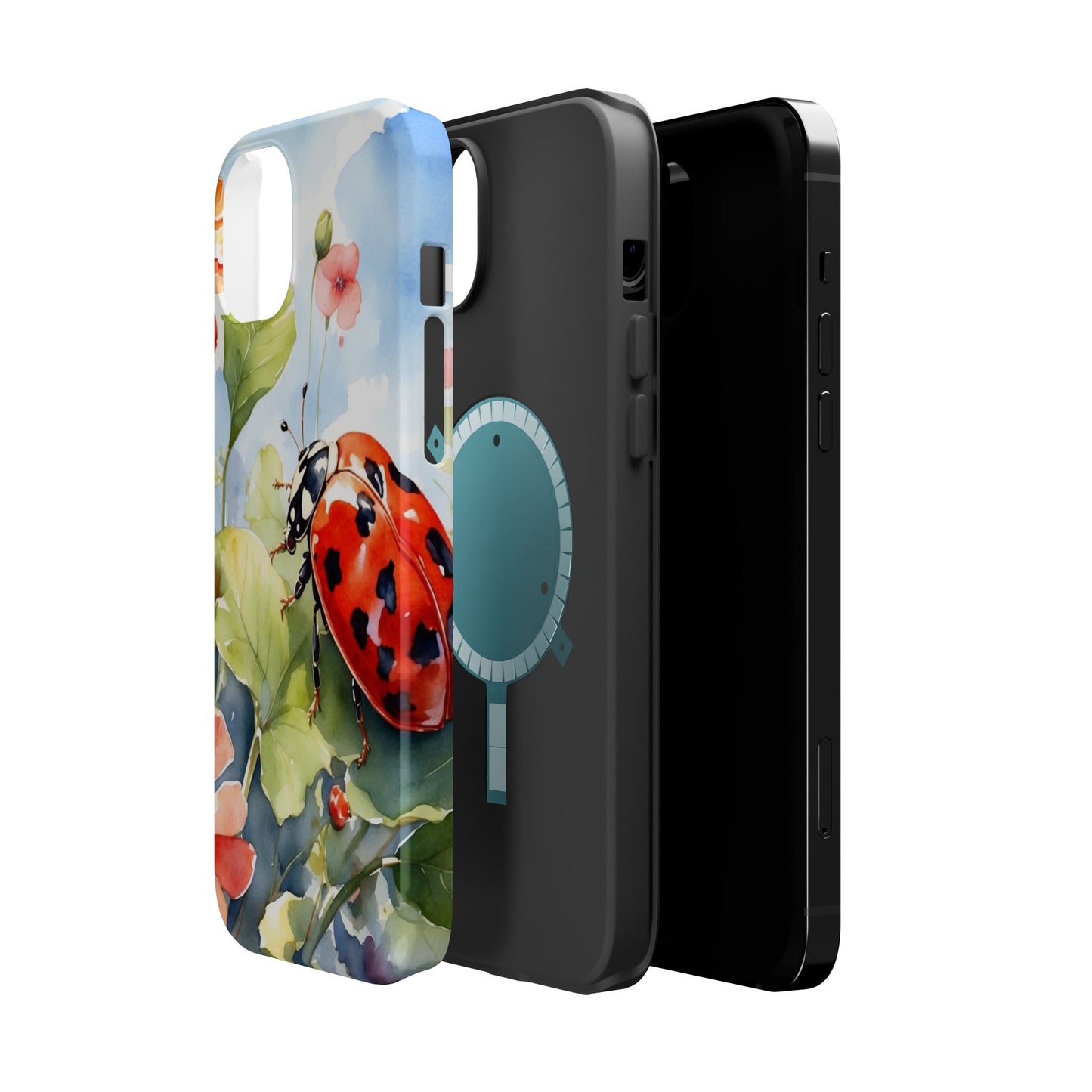 Watercolor Ladybug & Poppy Fields - MagSafe iPhone Case