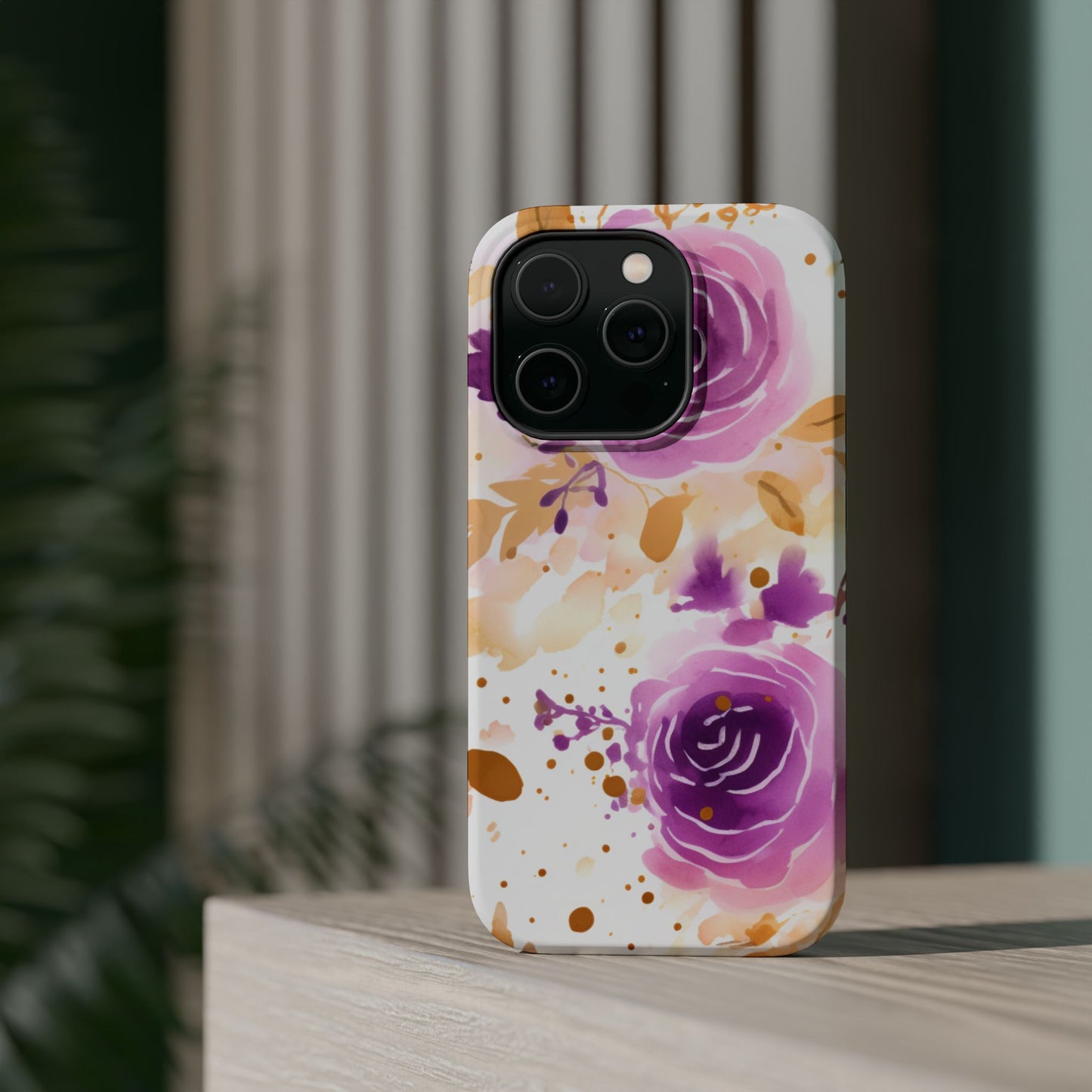 Soft Purple & Gold Floral Splash - MagSafe iPhone Series Case