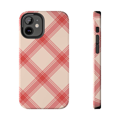 Soft Peachy Red Plaid iPhone Case