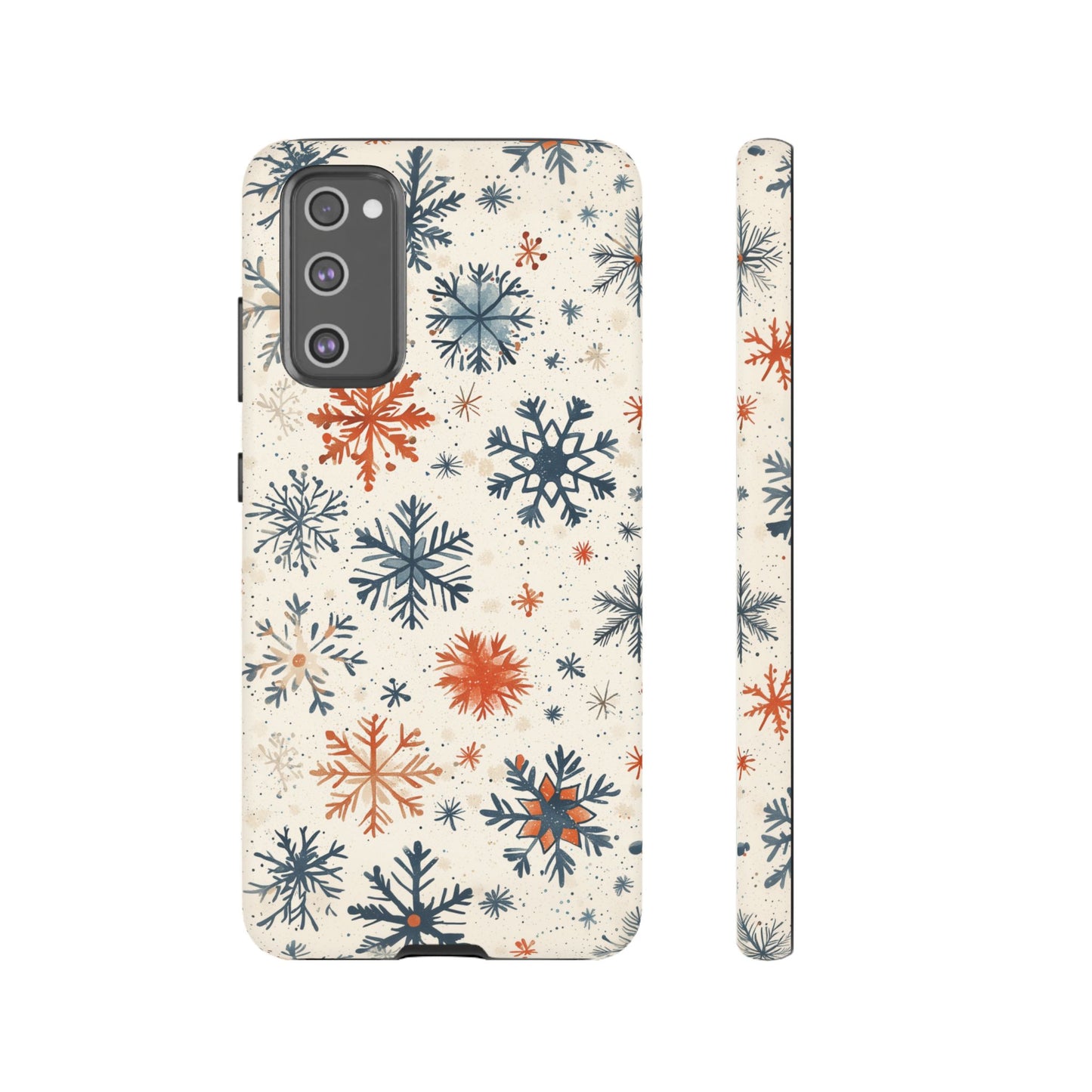 Rustic Orange and Blue Snowflake Pattern – Samsung Galaxy Series Case