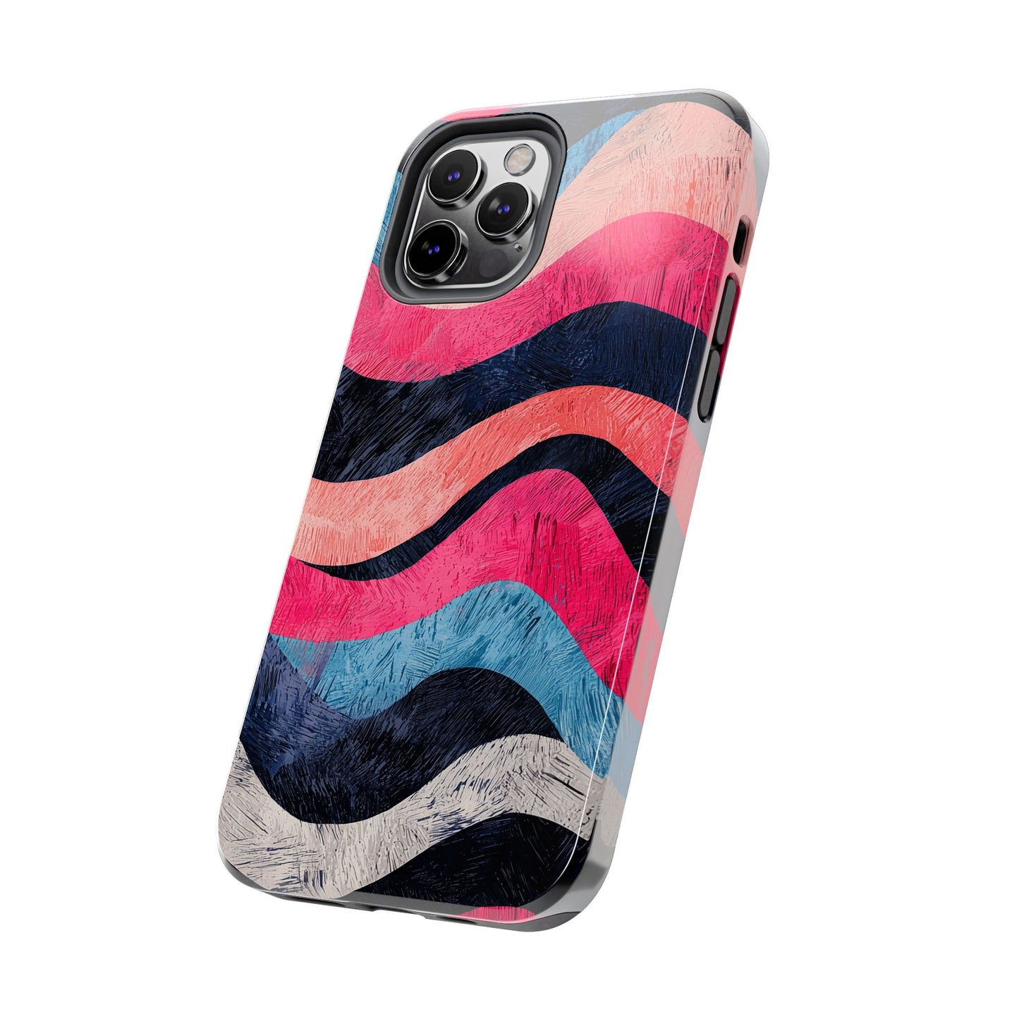 Abstract Wave Pattern iPhone Case – Shockproof, Matte Finish, Dual-Layer Protection