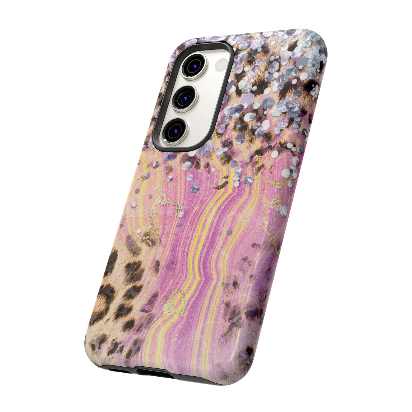 Crystal Glam Leopard - Samsung Galaxy Series Case with Glitter and Gem Accents