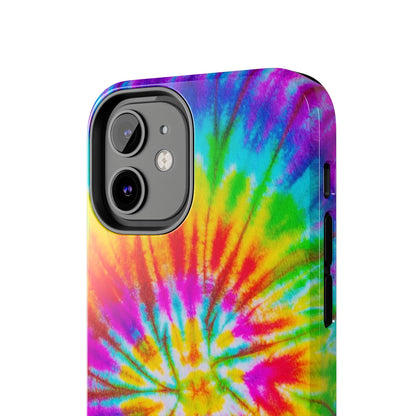 Rainbow Spiral Tie-Dye iPhone Case – Bright & Retro Design