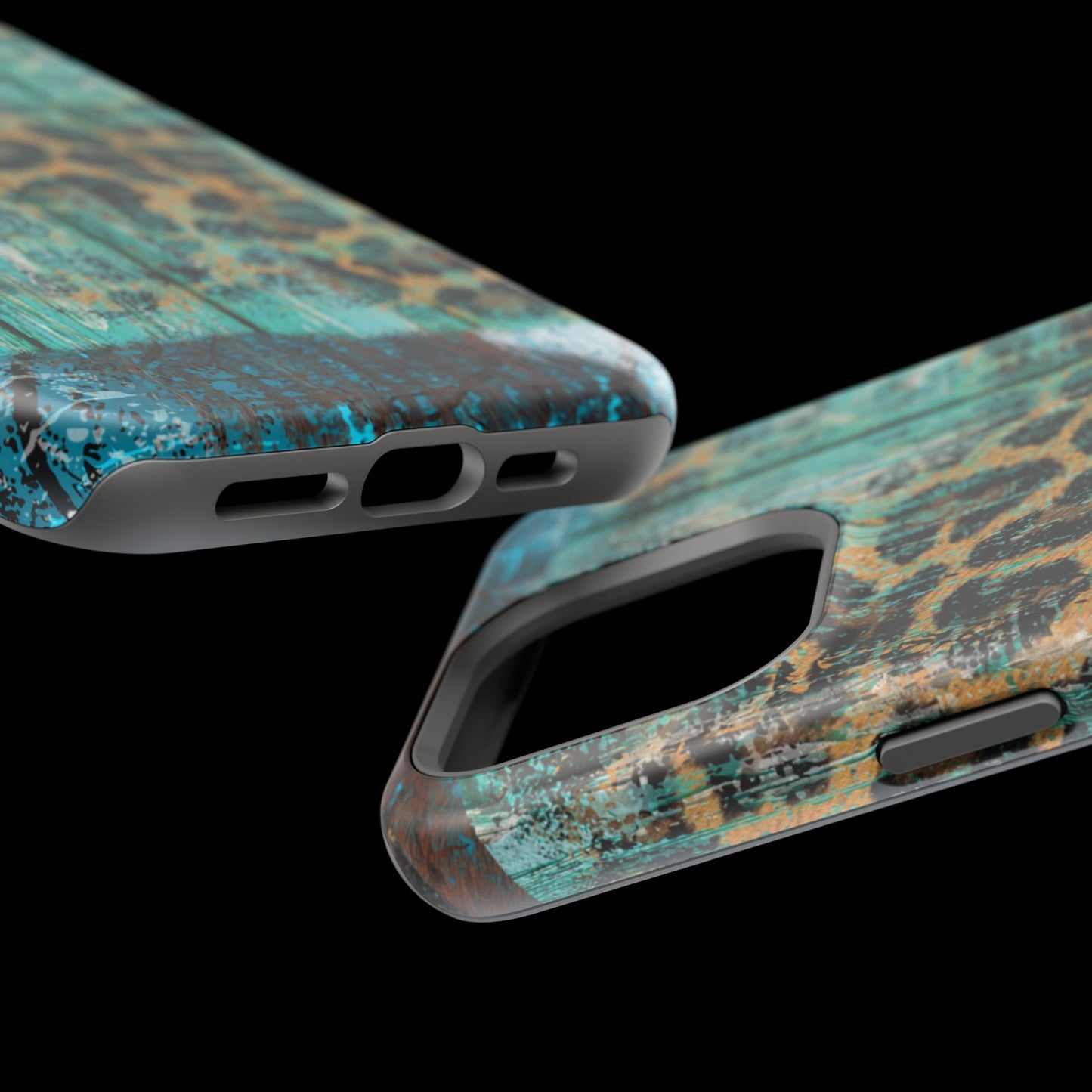 Turquoise Rustic Leopard Wood - MagSafe  iPhone Series Case