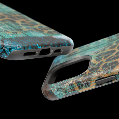 Turquoise Rustic Leopard Wood - MagSafe  iPhone Series Case