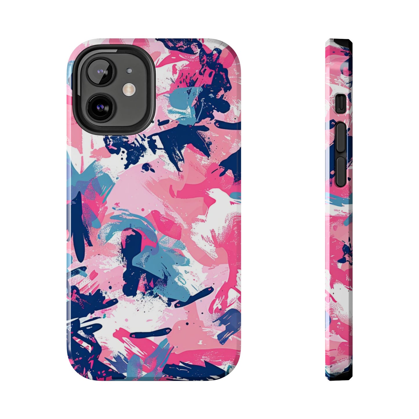 Vibrant Pink & Navy Abstract Splash – iPhone Case